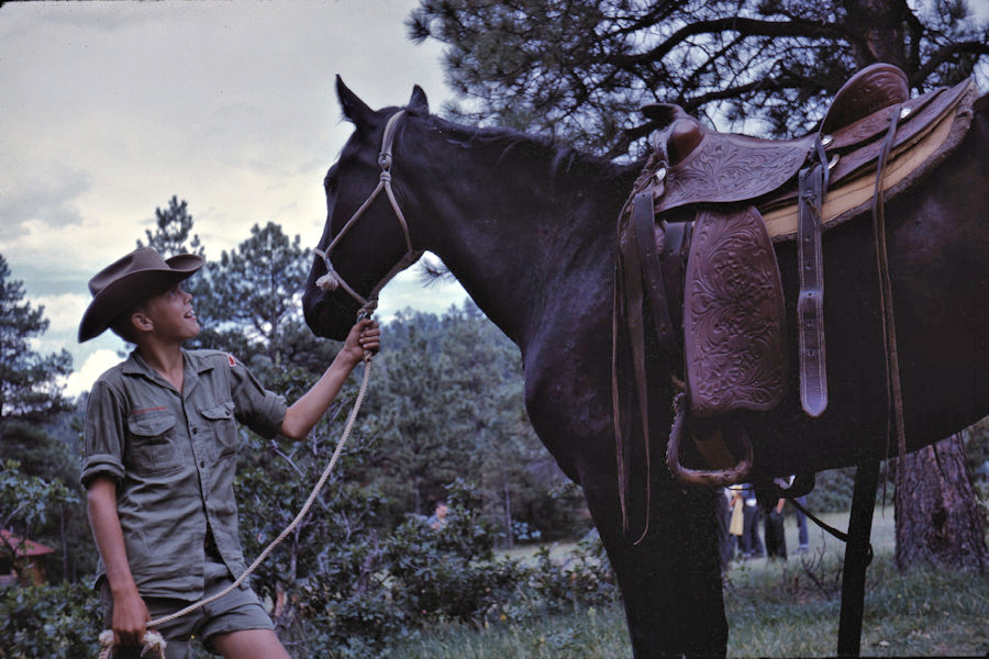 Clark's Fork Todd & Horse Scene from Philmont Trip 1962